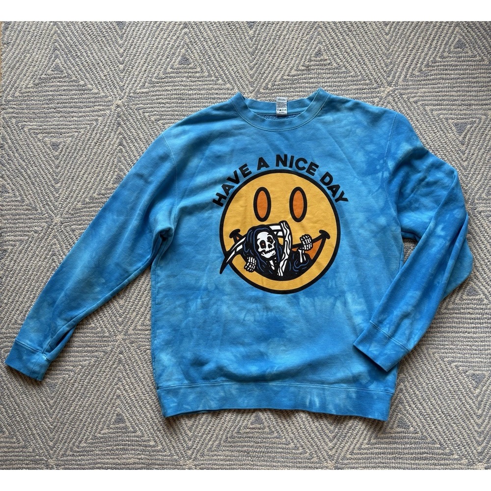 Independent Trading Company Crewneck Sweatshirt - Blue Tie Dye - Large